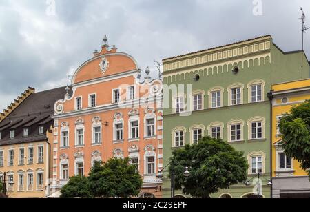 Case storiche a Straubing, Germania Foto Stock