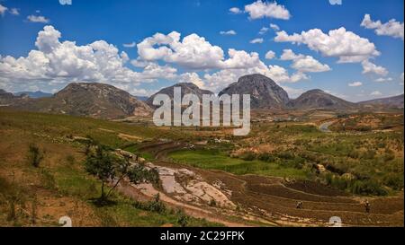 Paesaggio alla catena montuosa di Andringitra , Ihosy, Madagascar Foto Stock