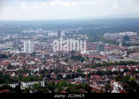 Blick vom Wachtberg über Heilbronn und das Neckartal, Heilbronn, Baden-Württemberg, Deutschland Foto Stock