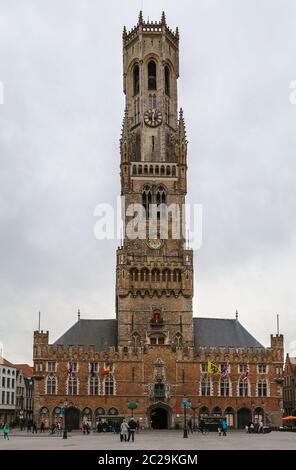 Campanile di Bruges, Belgio Foto Stock
