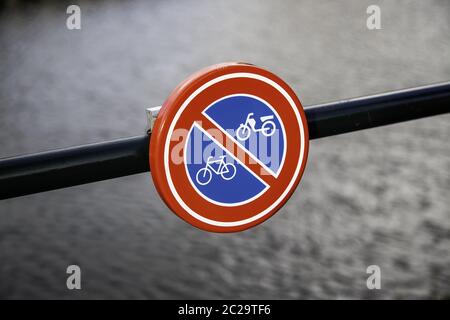 Noleggio vietato firmare, segnale di traffico in dettaglio, segno nella città di Amsterdam Foto Stock