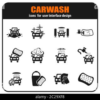 Icona del lavaggio a caravana impostata per il proprio progetto. Icone vettoriali Foto Stock