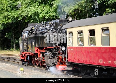 Dettagli di un vecchio a scartamento ridotto locomotiva a vapore Foto Stock