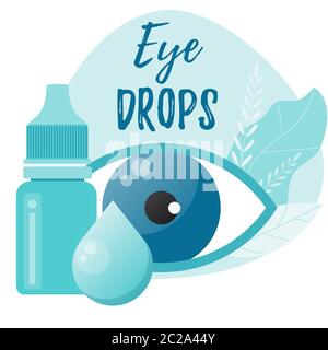 Flacone per collirio. Contagocce. Concetto di salute degli occhi. Illustrazione Vettoriale
