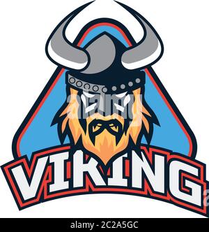 logo viking warrior isolato su sfondo bianco, illustrazione vettoriale Illustrazione Vettoriale
