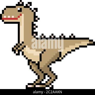 vettore pixel art mostro dinosauro isolato cartone animato Illustrazione Vettoriale