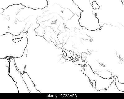 Mappa del mondo DELLA MESOPOTAMIA: Šumer, Akkad, Babilonia, Assiria, Tigri ed Eufrate. Carta geografica storica dell'antico persiano Foto Stock