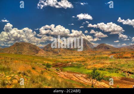 Paesaggio alla catena montuosa di Andringitra , Ihosy, Madagascar Foto Stock