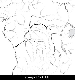 Mappa mondiale del bacino DEL FIUME CONGO: Africa equatoriale centrale, Congo, Kongo, Zaire. Grafico geografico. Foto Stock