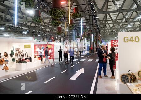 Pavillion's interior of the International calzaturificio fair, MICAM, Foto Stock