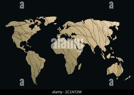 Circa delineato mappa del mondo come global business concetti Foto Stock