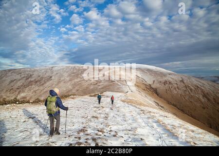 Camminate sulla cresta per Merrick, la montagna più alta del sud Uplands, Galloway Hills, Dumfries & Galloway, Scozia Foto Stock