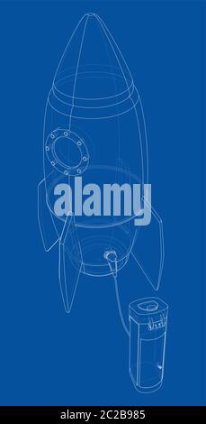 Schema della stazione di carica elettrica a razzo. Vettore Illustrazione Vettoriale