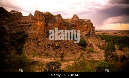 Formazione astratta di roccia nel parco nazionale di Isalo , Madagascar Foto Stock