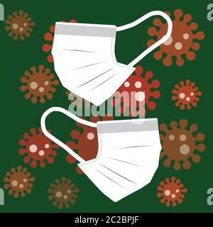 Vettore dei microbi del coronavirus che simboleggia l'epidemia di Coronavirus Illustrazione Vettoriale