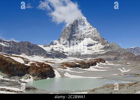 Monte Cervino. L'altezza della vetta è di 4478 metri. Vista dalla città svizzera di Zermatt su una su Foto Stock