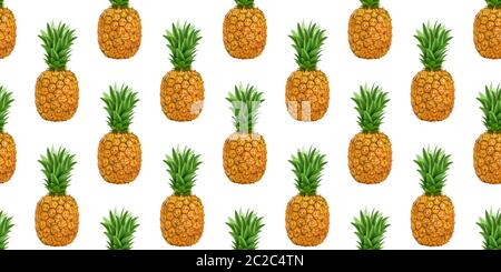 Ananassi, ananas seamless pattern isolati su sfondo bianco Foto Stock