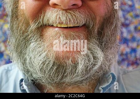 Barba grigia Old mans da vicino Foto Stock