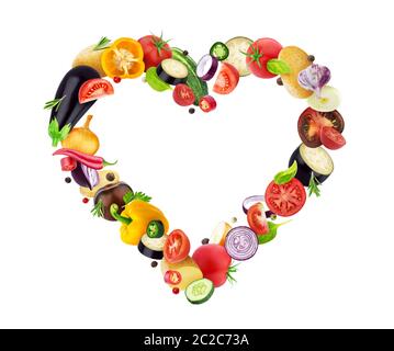 Cuore fatto di verdure diverse Foto Stock