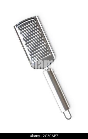 Mano Grattuggia formaggio isolato su sfondo bianco. Foto Stock