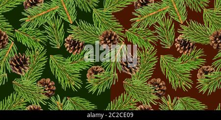 Abete rami seamless pattern, ramo di pino, Natale sfondo di conifere Foto Stock