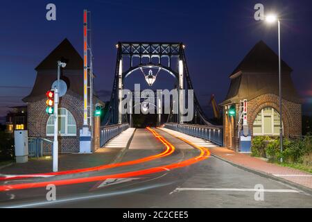 Kaiser Wilhelm Bridge in Wilhelmshaven at night Stock Photo