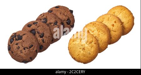 Pila di fiocchi d'avena cookies isolati su sfondo bianco Foto Stock