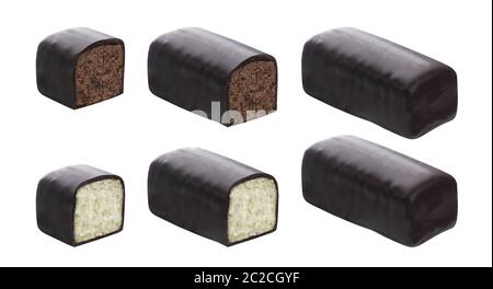 Vetri di ricotta isolati su sfondo bianco Foto Stock