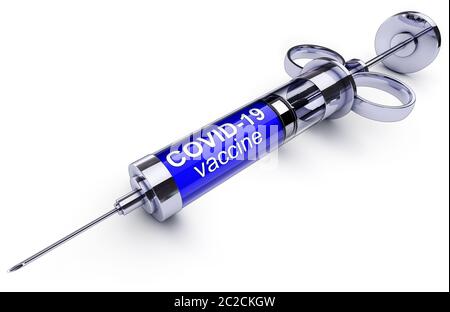 Rendering 3D di un vaccino covid 19 Foto Stock