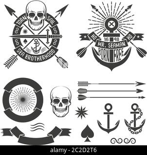 Tatuaggio marino Hipster Illustrazione Vettoriale