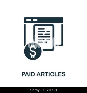 Icona Articoli a pagamento. Semplice elemento della raccolta di marketing dei contenuti. Icona Creative Paid Articles per web design, modelli, infografiche e altro ancora Illustrazione Vettoriale