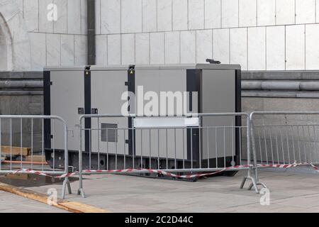 Stand da portabile di un generatore di potenza elettrica Unità Foto Stock