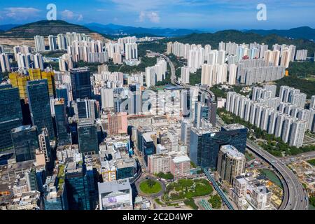 Kwun Tong, Hong Kong 06 settembre 2019: Vista aerea della città di Hong Kong Foto Stock