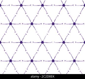 Sottile shibori tie colorante fondo diamante incrociato. Resistente sbiancato indaco con motivo senza cuciture. Tessuto batik tinto a tuffo con griglia geo triangolare di stile giapponese Illustrazione Vettoriale