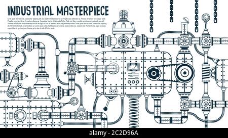 Grande macchina industriale Steampunk Illustrazione Vettoriale