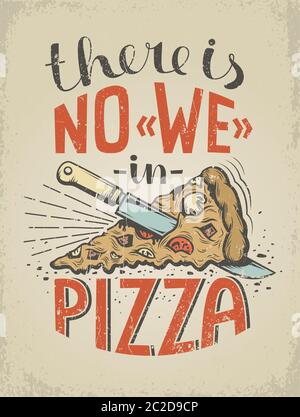 Poster vintage con una citazione sulla pizza Illustrazione Vettoriale