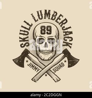 Logo Lumberjack monocromatico vintage Illustrazione Vettoriale