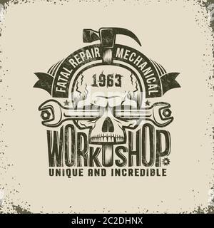 Logo officina riparazione Illustrazione Vettoriale