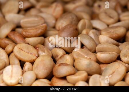 Caffè biologico non tostato - caffè arabica - texture artesanale Foto Stock