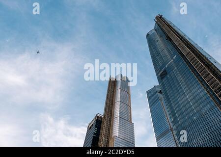 Vista su grattacieli di Hudson Yards nel centro di New York City Foto Stock