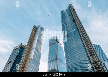 Vista su grattacieli di Hudson Yards nel centro di New York City Foto Stock