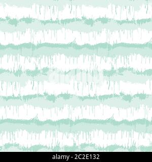 Sfondo colorato a righe shibori sfocato. Striscia irregolare a motivo continuo su sfondo bianco sbiancato. Batik tinto stile menta neo Illustrazione Vettoriale