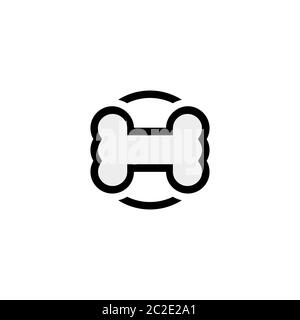 Modello con logo Bone, concetto di design del contorno, isolato su sfondo bianco. Illustrazione Vettoriale