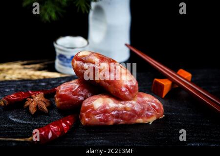 Una piccola quantità di deliziose salsicce Foto Stock
