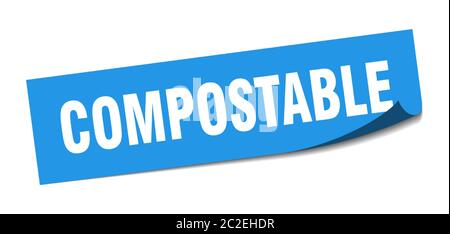 adesivo compostabile. segno isolato quadrato compostabile. etichetta compostabile Illustrazione Vettoriale