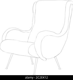 isolato, mobili poltrona schizzo Illustrazione Vettoriale