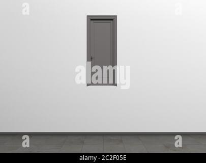 Concetto creativo di interni di una camera con una porta. Realismo concettuale. Illustrazione di rendering 3D di Modern Art. Foto Stock