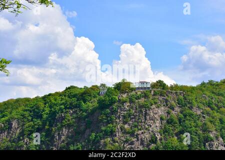 Vista da Hexentanzplatz. Ecologia, bodetal. Foto Stock