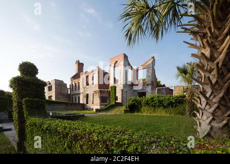 Resti della villa Dungeness sull'isola di Cumberland, Georgia Foto Stock