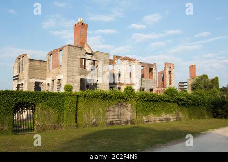 Resti della villa Dungeness sull'isola di Cumberland, Georgia Foto Stock